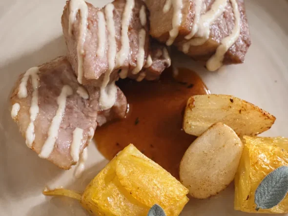 Chicken breast, juice, beer, Jerusalem artichokes